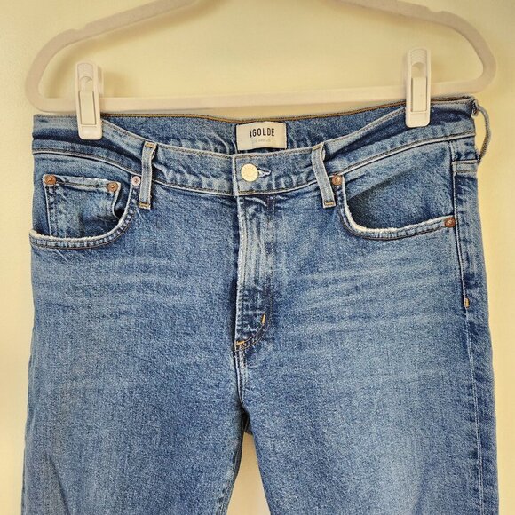 AGOLDE Toni Mid Rise Straight Jeans Medium Wash Cotton Blend Size 31 - Picture 3 of 8